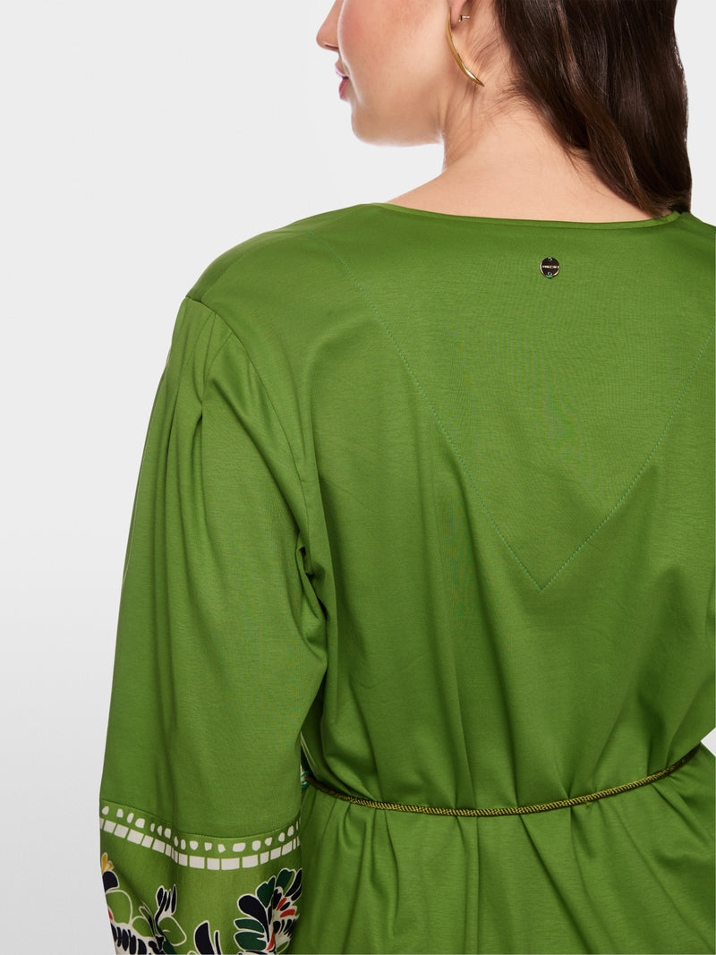 Marc Cain Green Cotton Midi Dress with Floral Print
