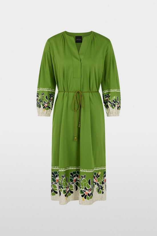 Marc Cain Green Cotton Midi Dress with Floral Print
