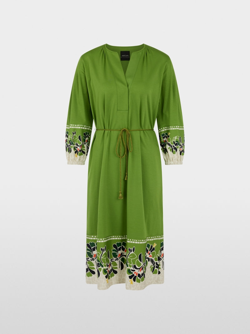 Marc Cain Green Cotton Midi Dress with Floral Print