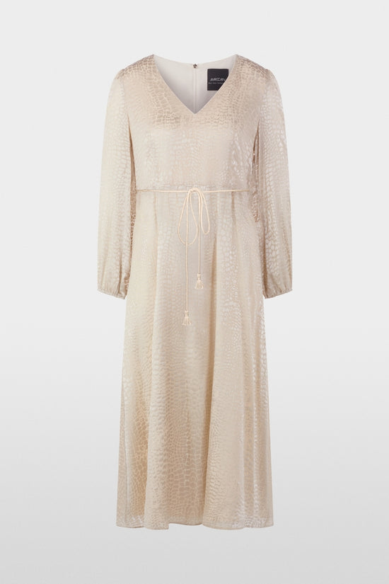Marc Cain Ecru Devoré Satin Dress with Leopard Print AC21.36 W67