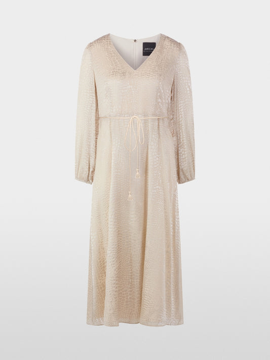 Marc Cain Ecru Devoré Satin Dress with Leopard Print AC21.36 W67