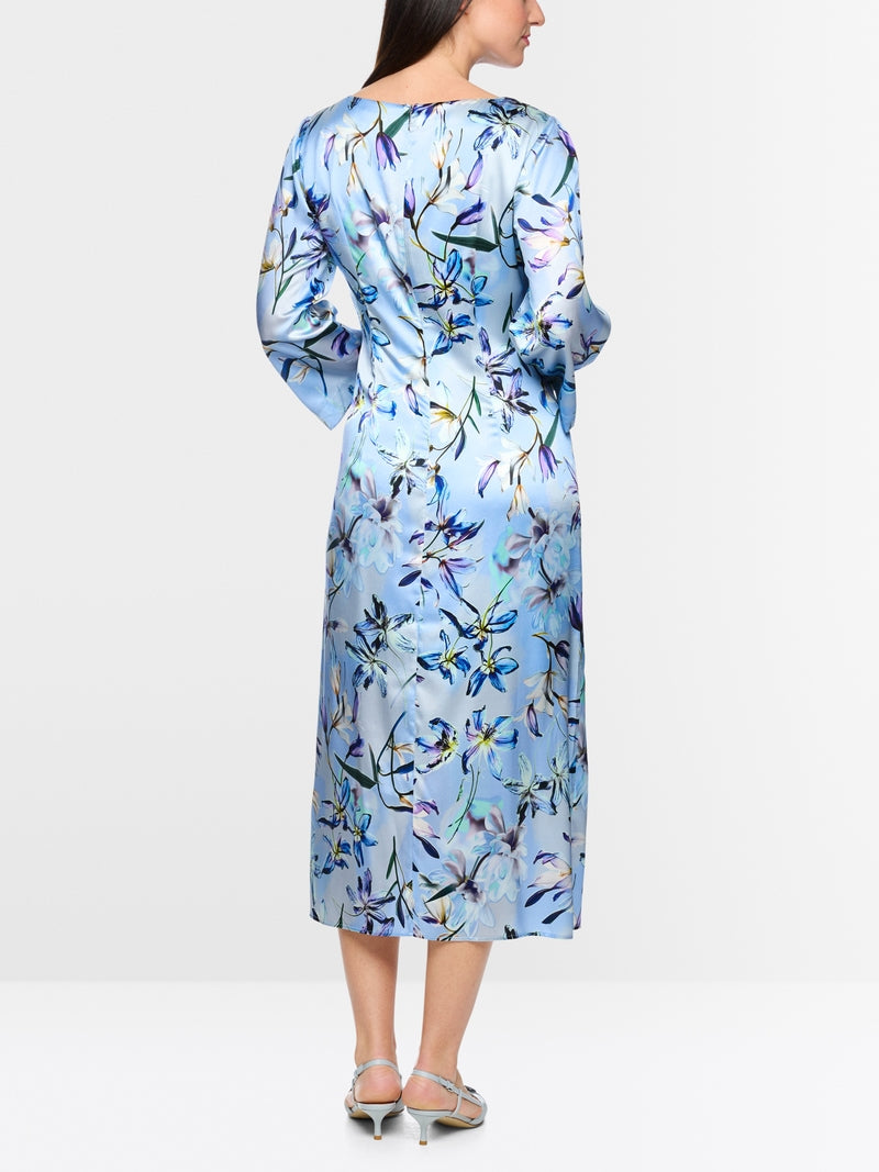 Marc Cain Blue Silk Midi Dress with Floral print