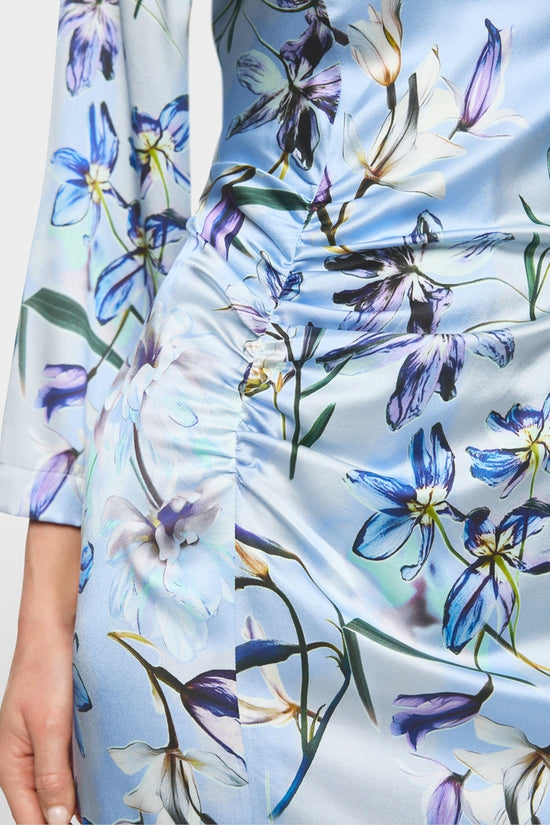 Marc Cain Blue Silk Midi Dress with Floral print