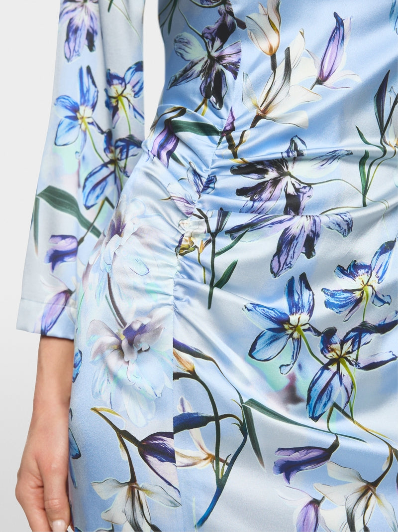 Marc Cain Blue Silk Midi Dress with Floral print