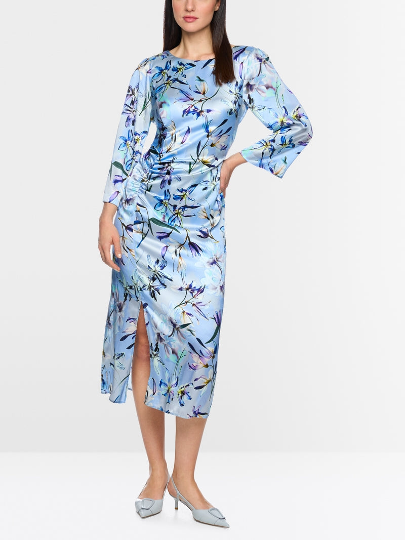 Marc Cain Blue Silk Midi Dress with Floral print