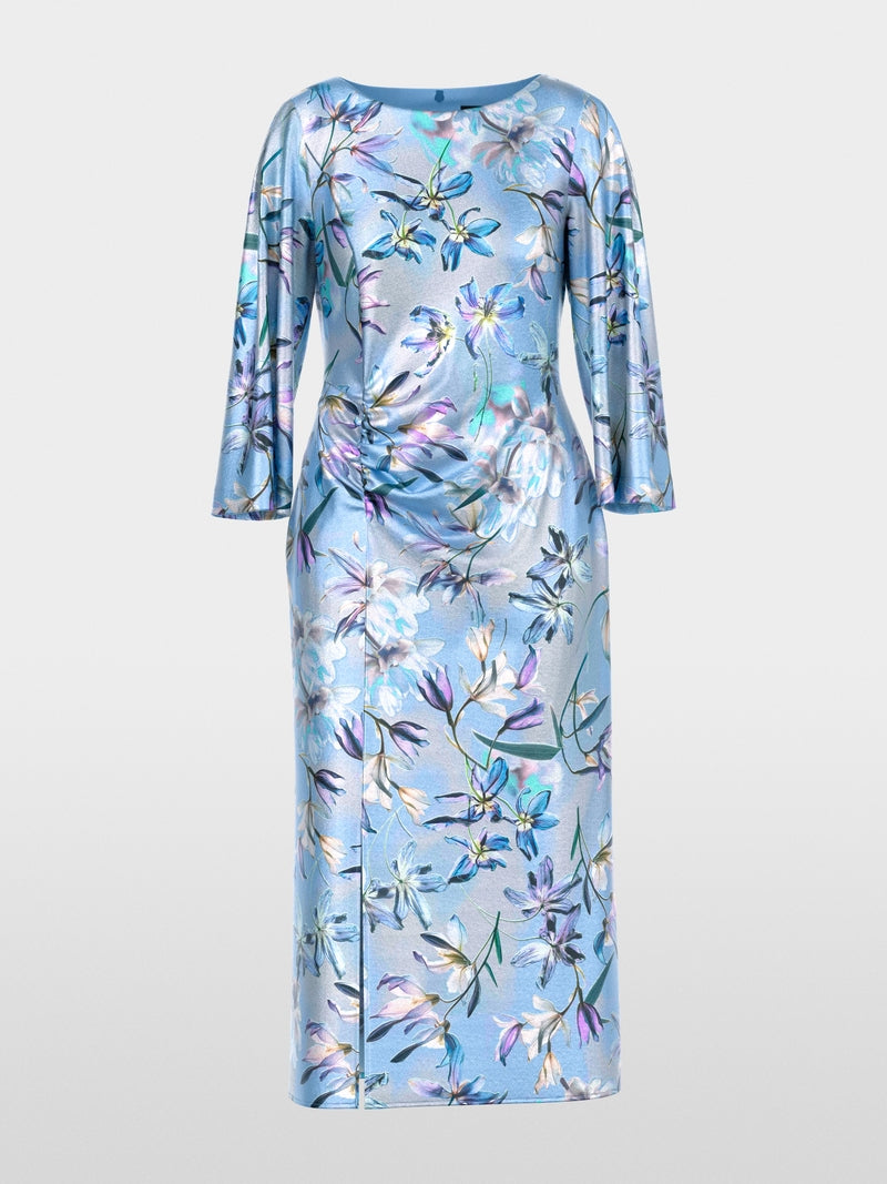 Marc Cain Blue Silk Midi Dress with Floral print