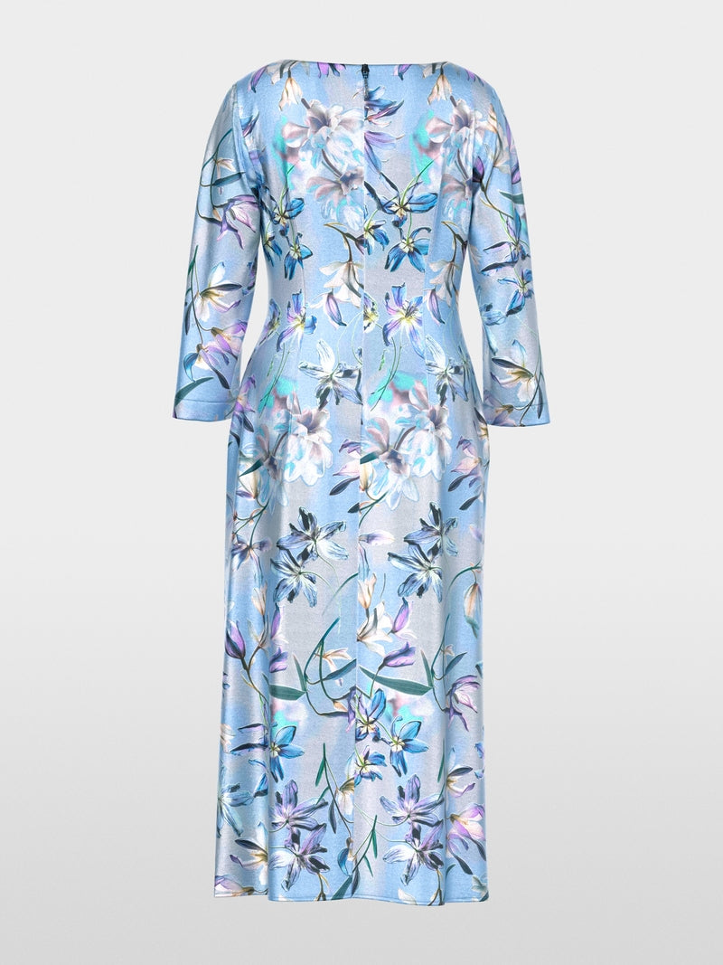 Marc Cain Blue Silk Midi Dress with Floral print