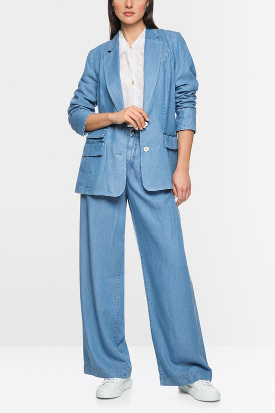 Marc Cain Light Blue Denim Oversized Single Breasted Jacket AC34.24 D63