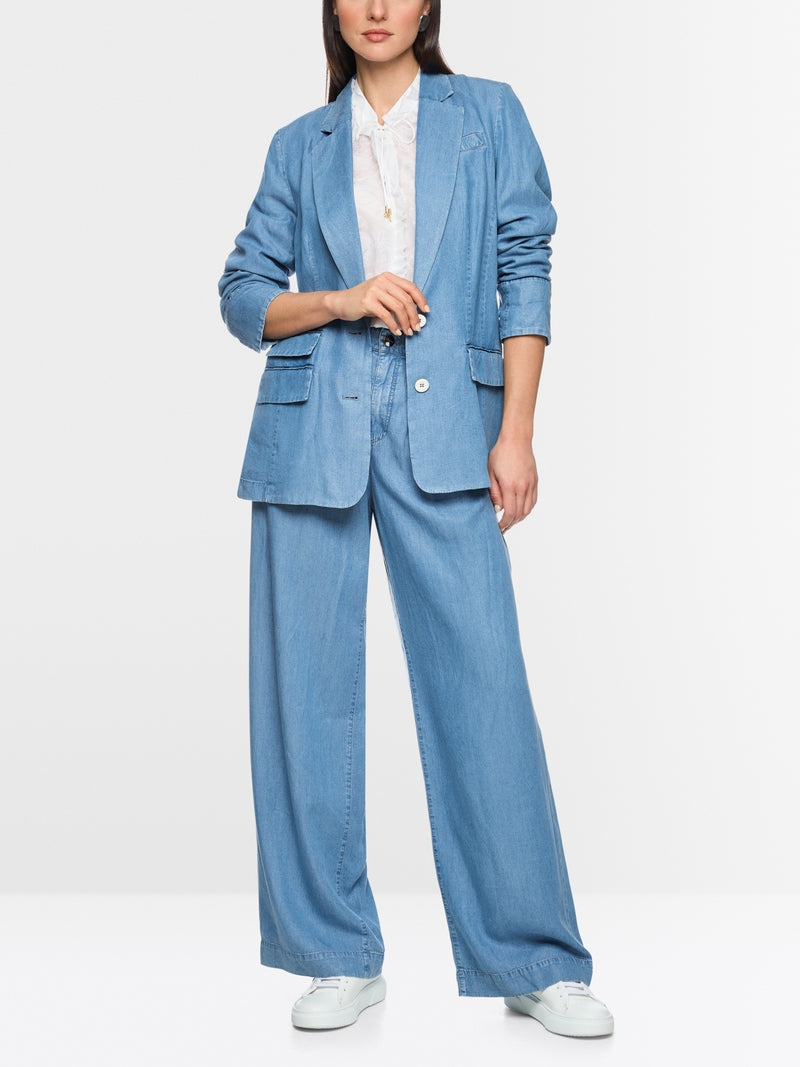 Marc Cain Light Blue Denim Oversized Single Breasted Jacket AC34.24 D63