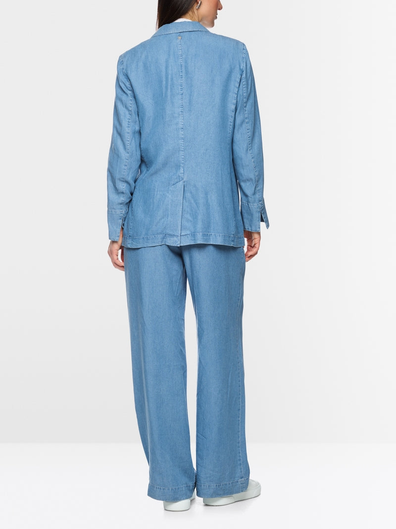 Marc Cain Light Blue Denim Oversized Single Breasted Jacket AC34.24 D63