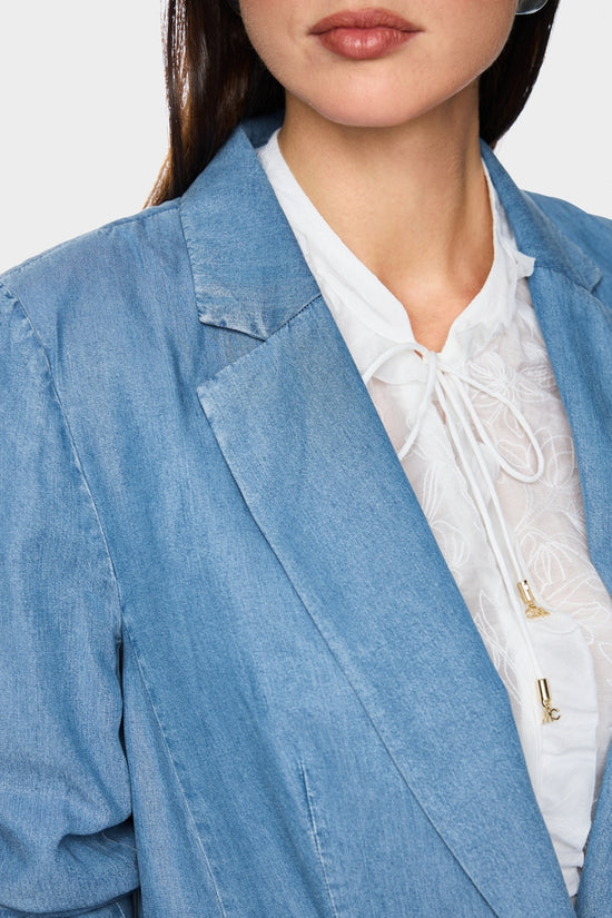 Marc Cain Light Blue Denim Oversized Single Breasted Jacket AC34.24 D63