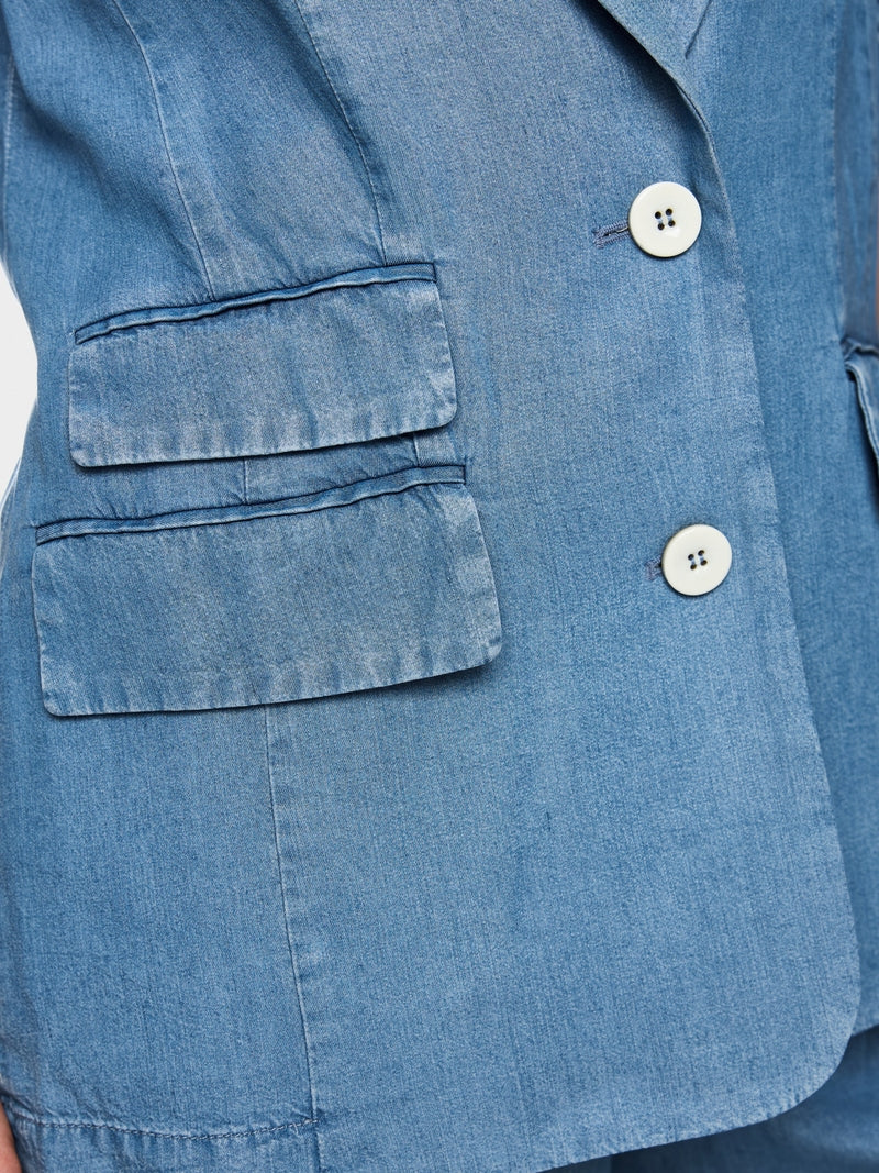 Marc Cain Light Blue Denim Oversized Single Breasted Jacket AC34.24 D63