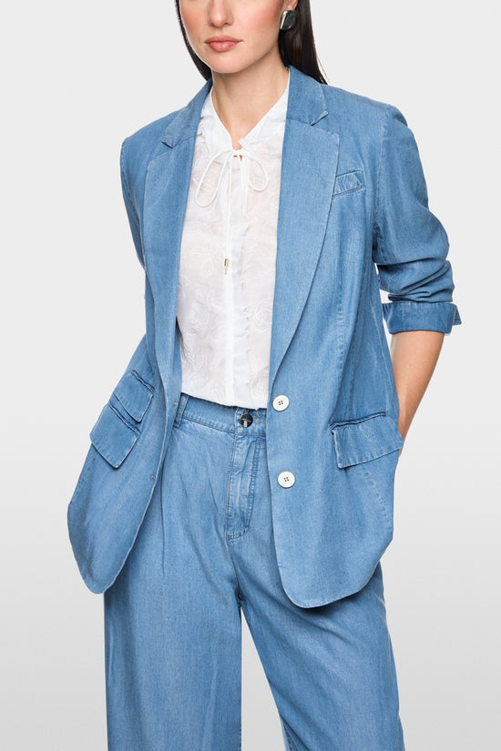 Marc Cain Light Blue Denim Oversized Single Breasted Jacket AC34.24 D63