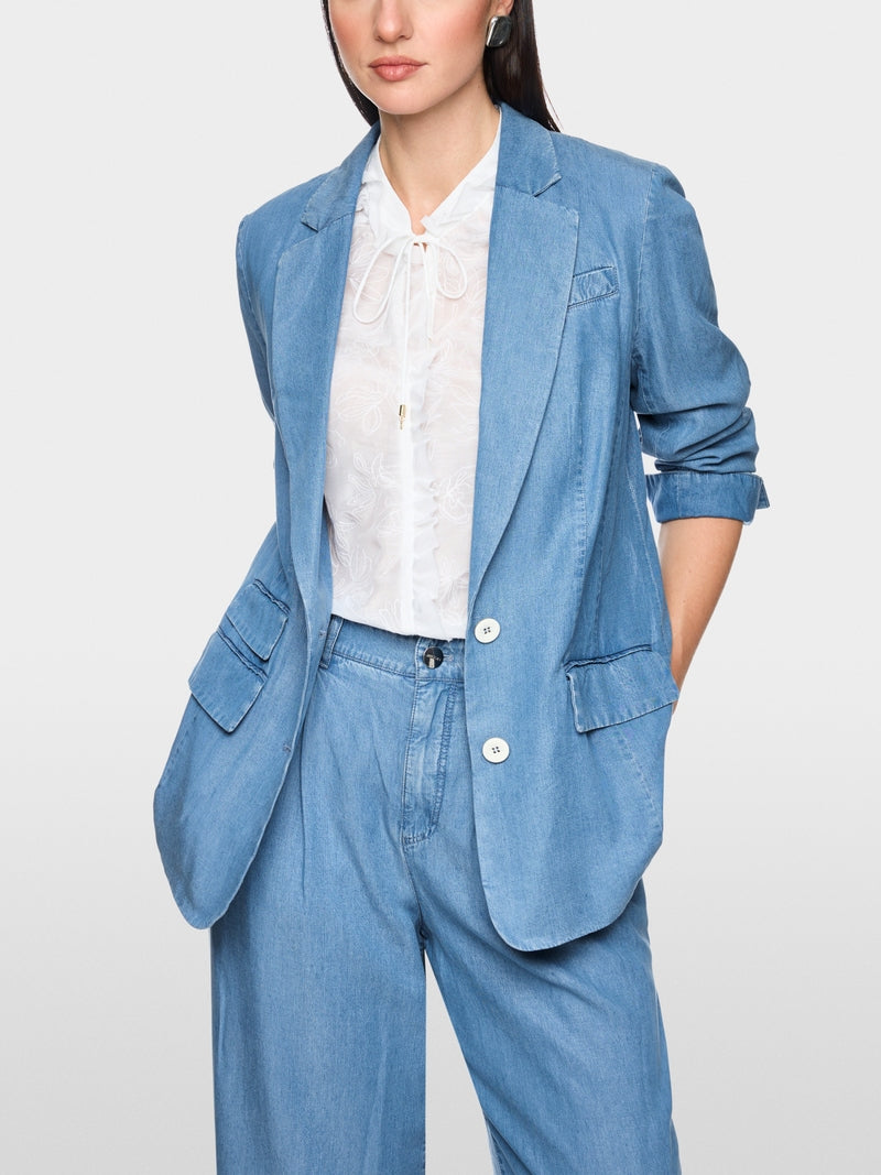 Marc Cain Light Blue Denim Oversized Single Breasted Jacket AC34.24 D63