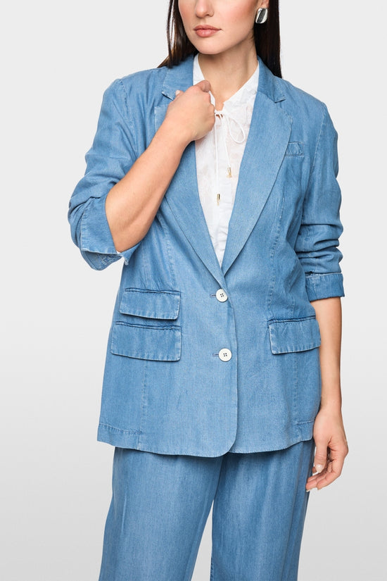 Marc Cain Light Blue Denim Oversized Single Breasted Jacket AC34.24 D63