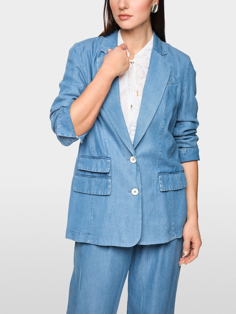 Marc Cain Light Blue Denim Oversized Single Breasted Jacket AC34.24 D63