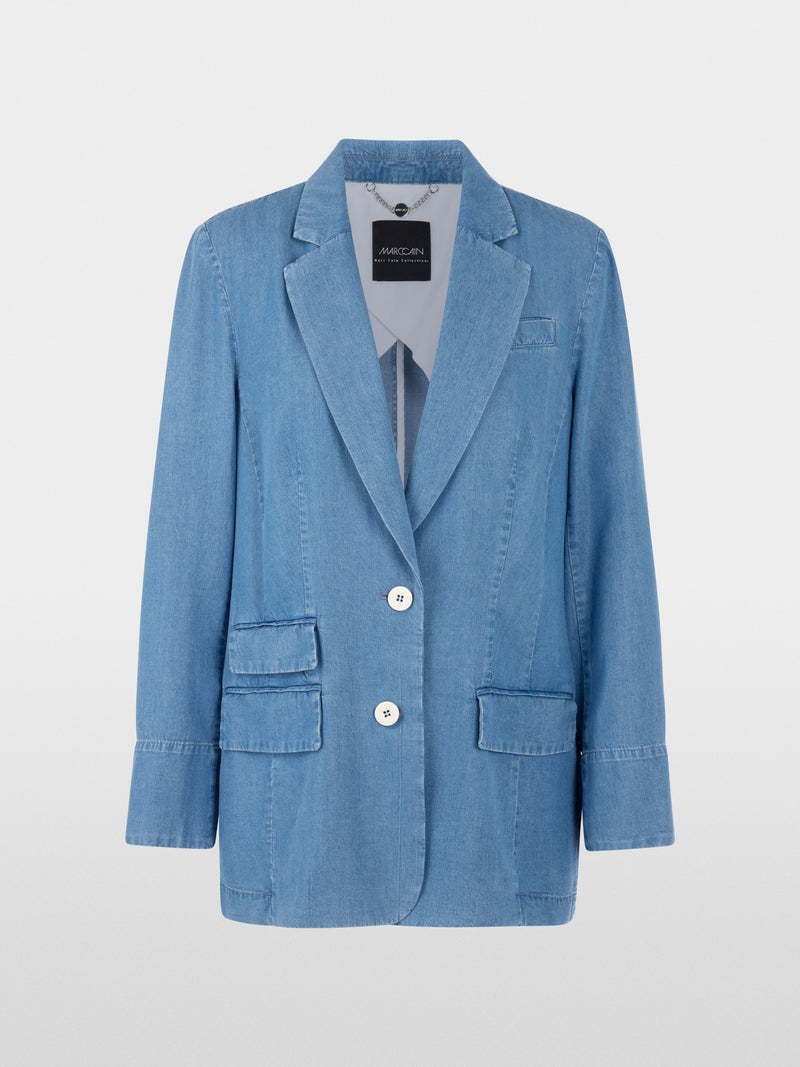 Marc Cain Light Blue Denim Oversized Single Breasted Jacket AC34.24 D63