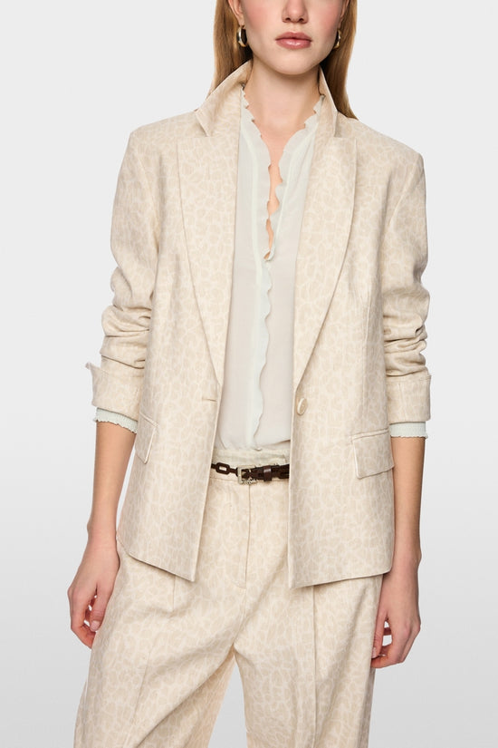 Marc Cain Ecru Leopard Print Straight Cut Single Breasted Jacket