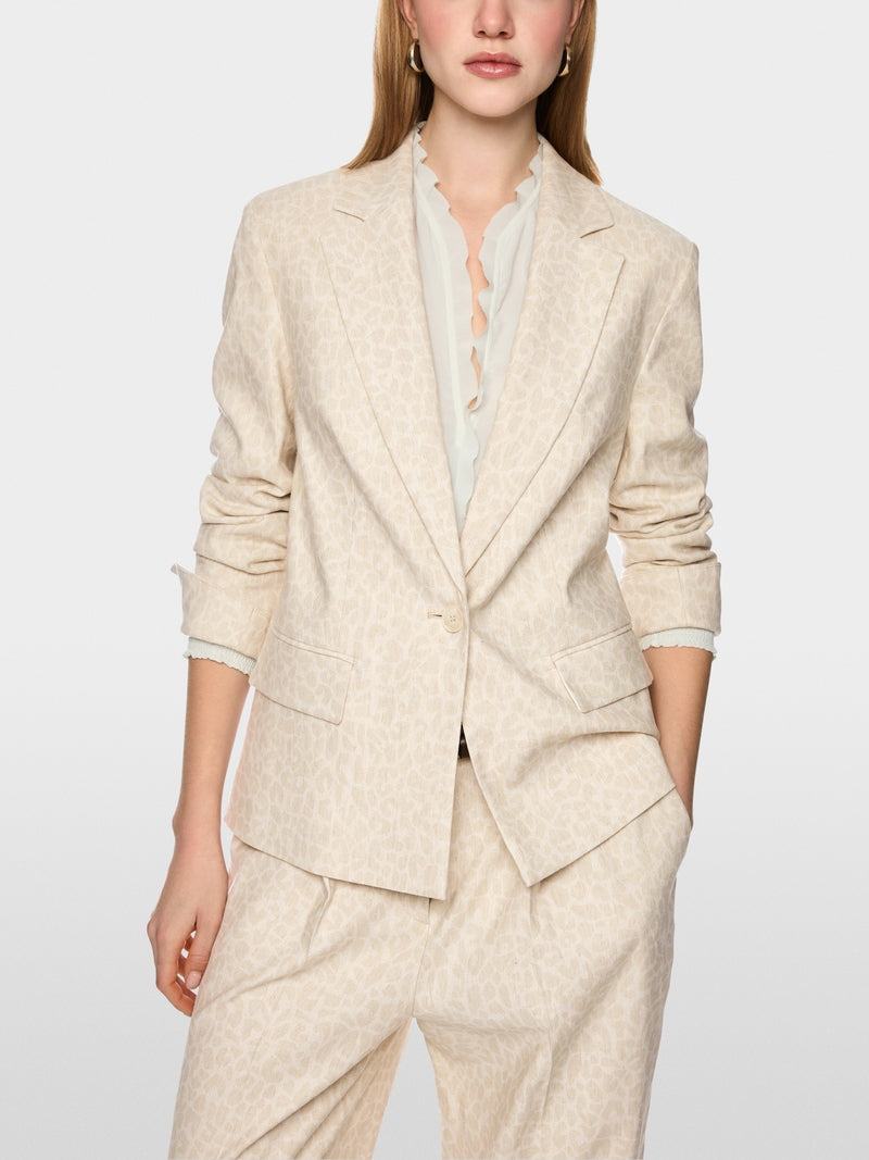 Marc Cain Ecru Leopard Print Straight Cut Single Breasted Jacket