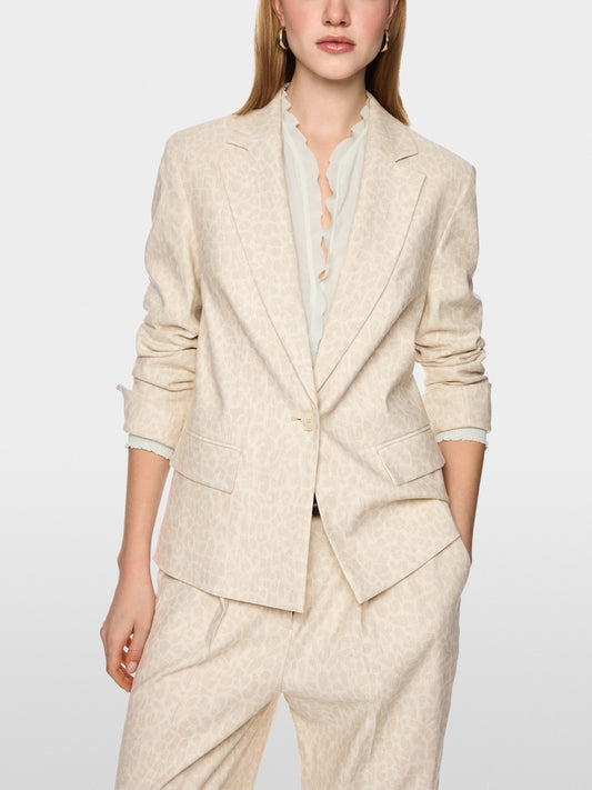 Marc Cain Ecru Leopard Print Straight Cut Single Breasted Jacket AC34.29 W43