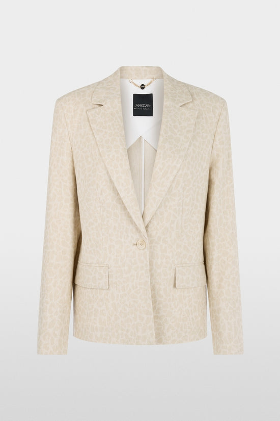 Marc Cain Ecru Leopard Print Straight Cut Single Breasted Jacket