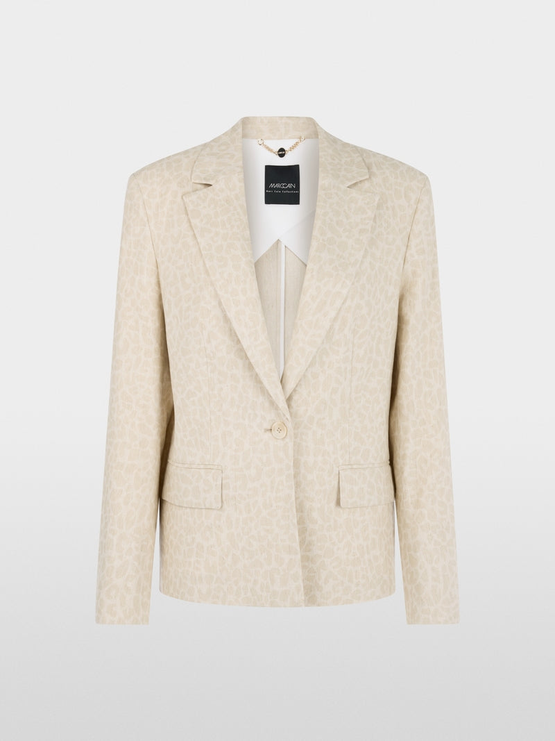 Marc Cain Ecru Leopard Print Straight Cut Single Breasted Jacket