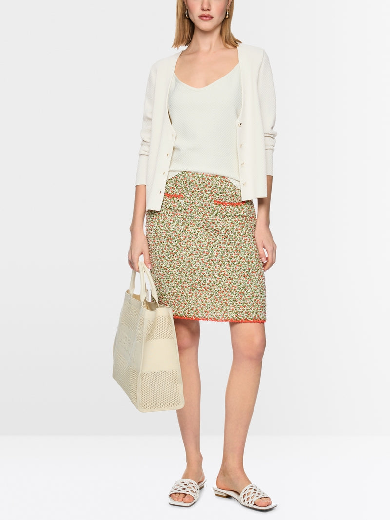 Marc Cain Ecru V Neck Textured Pattern Cardigan