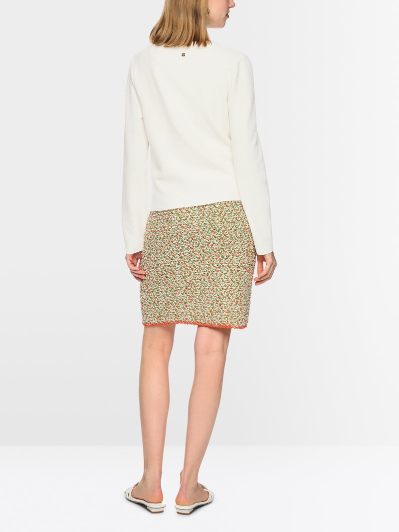 Marc Cain Ecru V Neck Textured Pattern Cardigan