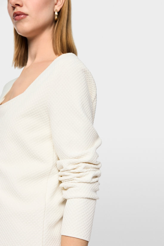 Marc Cain Ecru V Neck Textured Pattern Cardigan
