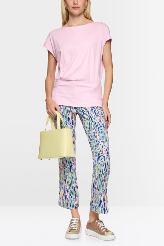 Marc Cain Pink Round Neck T-Shirt with Wide Fitted Hem
