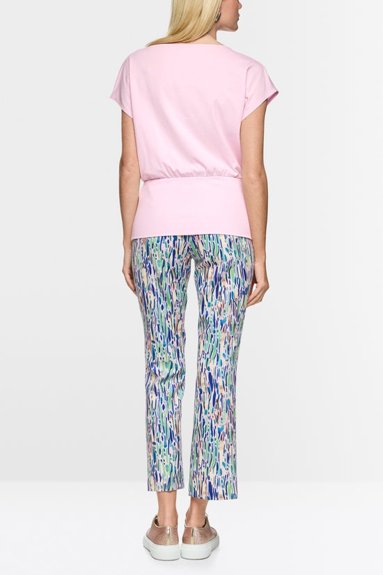 Marc Cain Pink Round Neck T-Shirt with Wide Fitted Hem