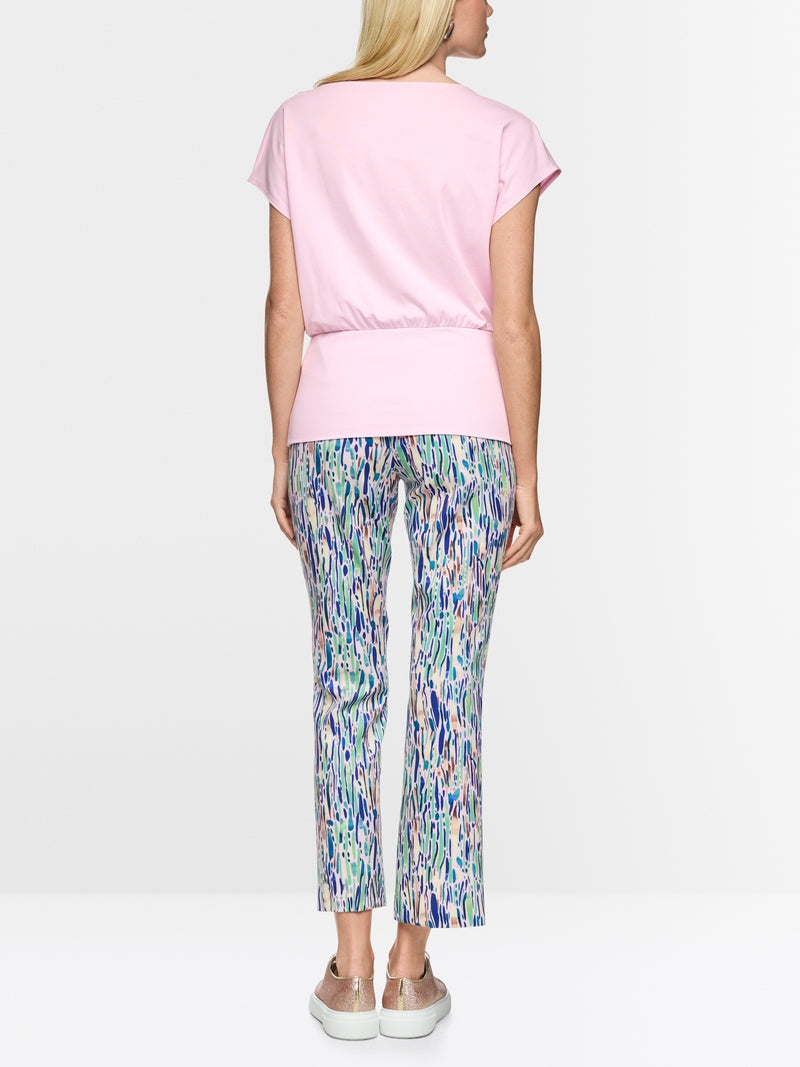 Marc Cain Pink Round Neck T-Shirt with Wide Fitted Hem