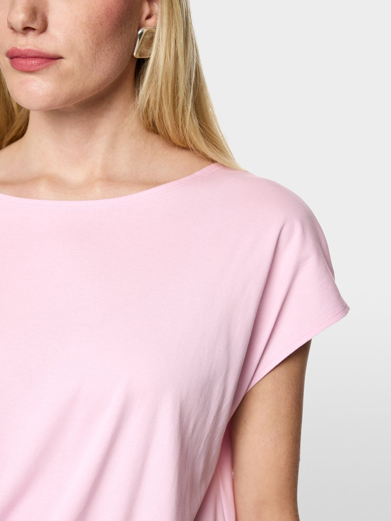 Marc Cain Pink Round Neck T-Shirt with Wide Fitted Hem