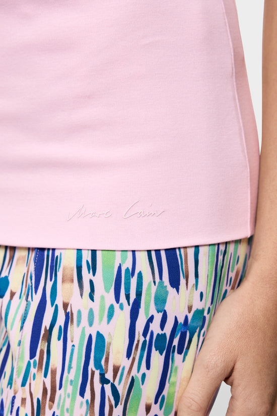 Marc Cain Pink Round Neck T-Shirt with Wide Fitted Hem