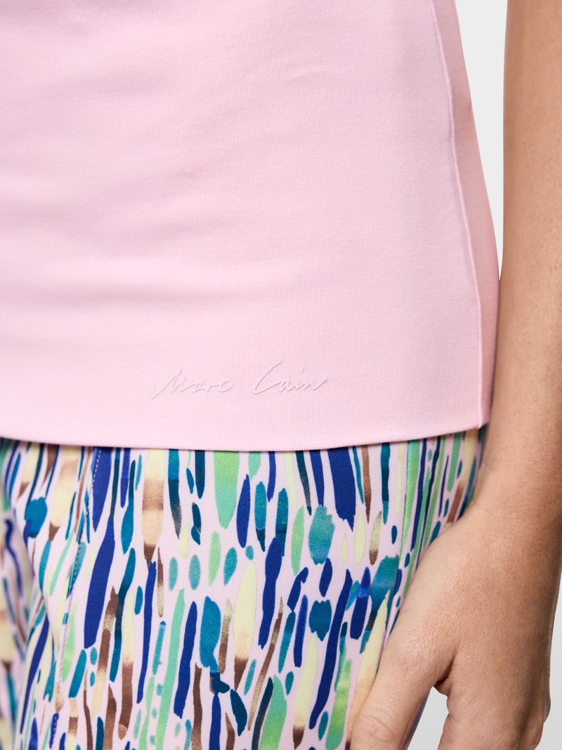 Marc Cain Pink Round Neck T-Shirt with Wide Fitted Hem
