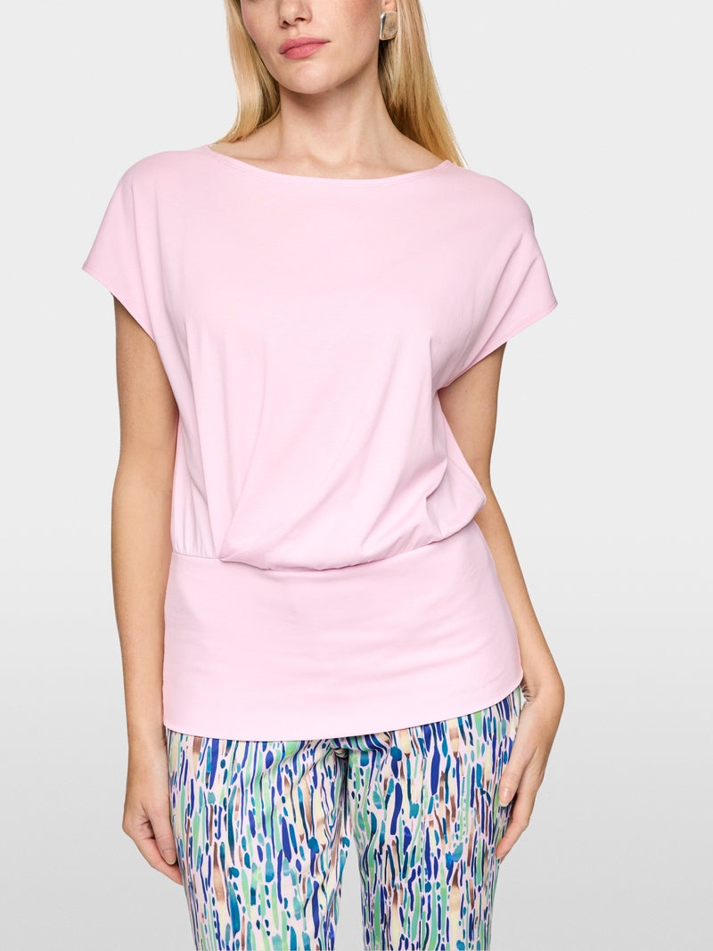 Marc Cain Pink Round Neck T-Shirt with Wide Fitted Hem