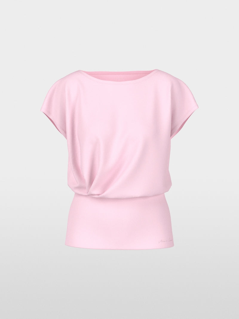 Marc Cain Pink Round Neck T-Shirt with Wide Fitted Hem