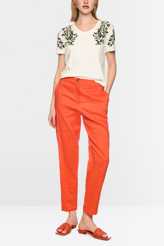 Marc Cain Off-White Hibiscus Floral Print Short Sleeve T-Shirt