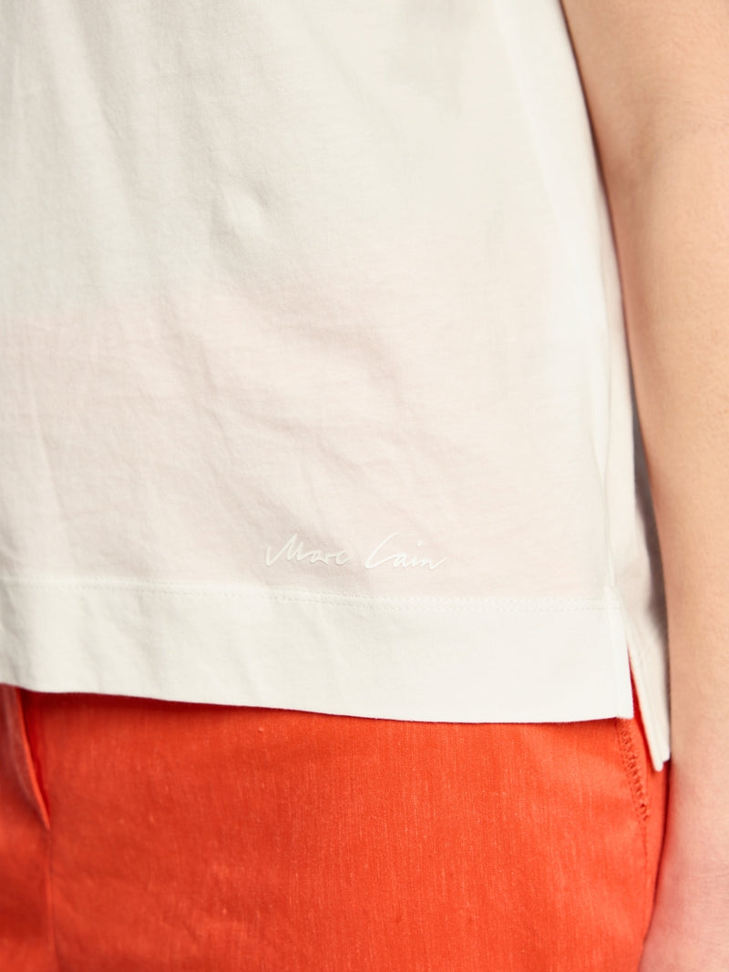 Marc Cain Off-White Hibiscus Floral Print Short Sleeve T-Shirt