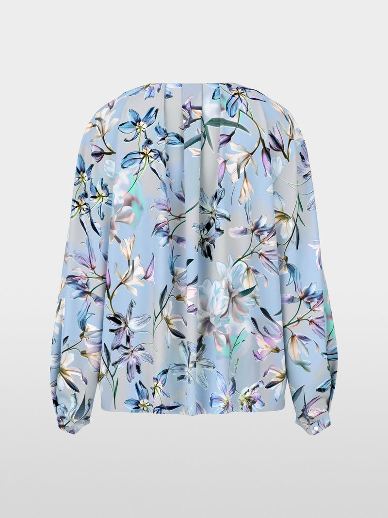 Marc Cain Blue Long Sleeve Blouses with Floral Lily Print