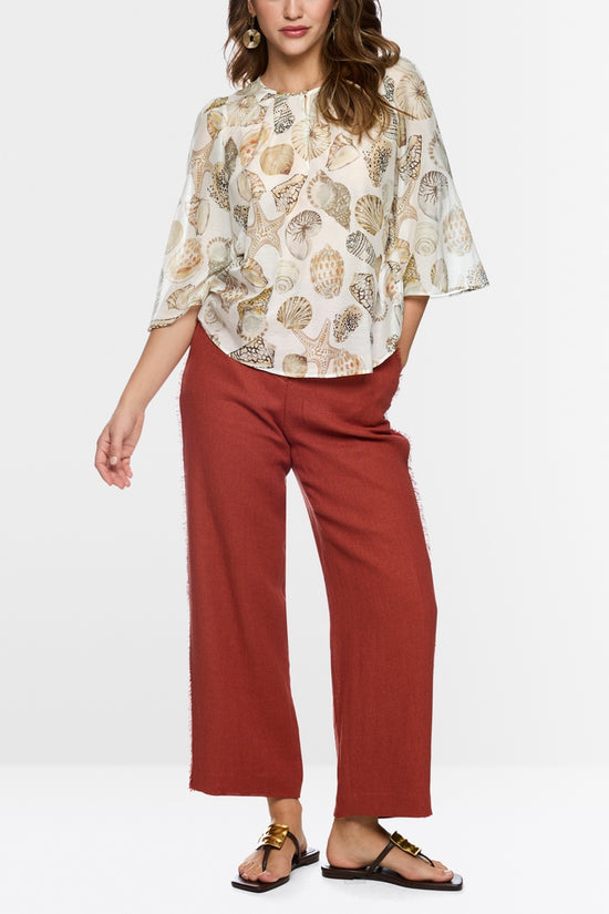 Marc Cain Off-White Delicate Blouse with Shell Print