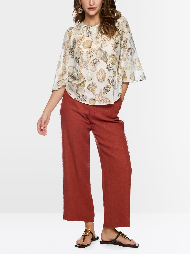 Marc Cain Off-White Delicate Blouse with Shell Print