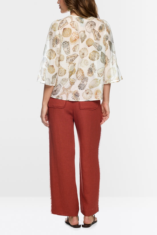 Marc Cain Off-White Delicate Blouse with Shell Print