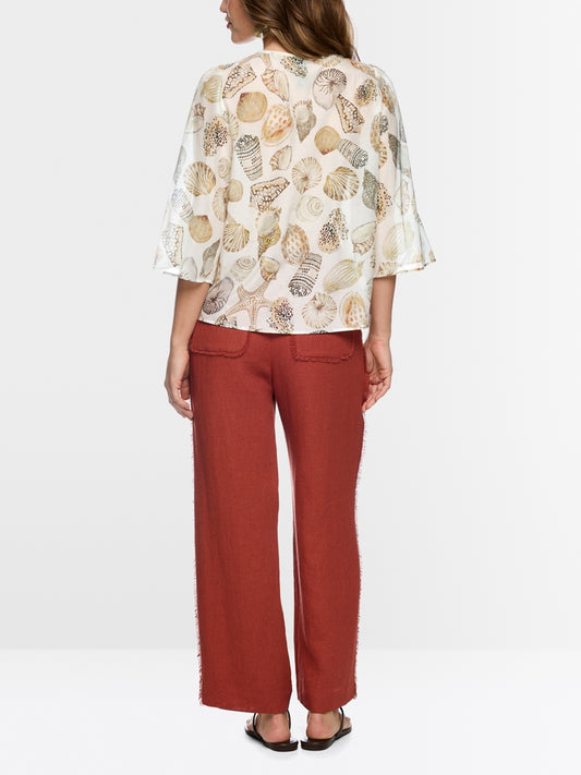 Marc Cain Off-White Delicate Blouse with Shell Print
