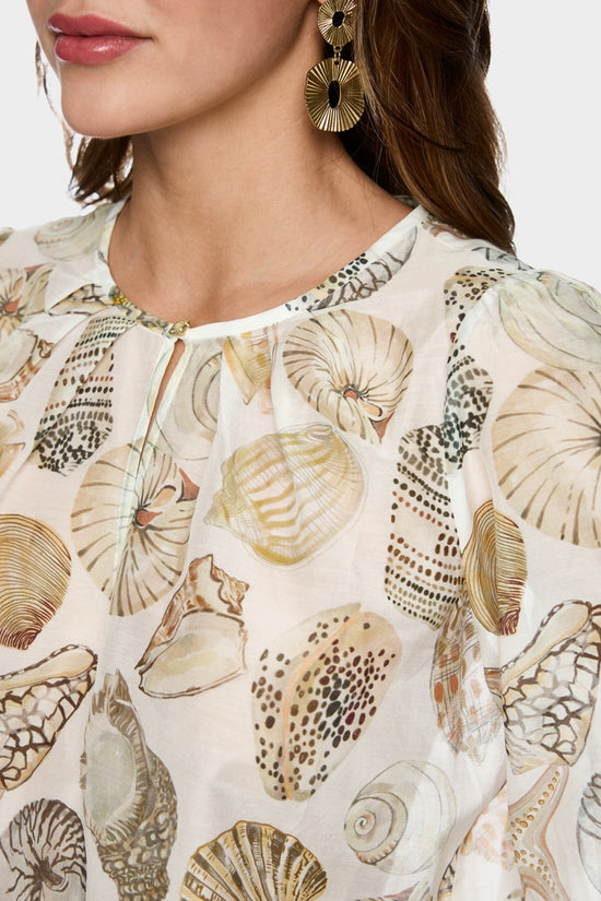 Marc Cain Off-White Delicate Blouse with Shell Print