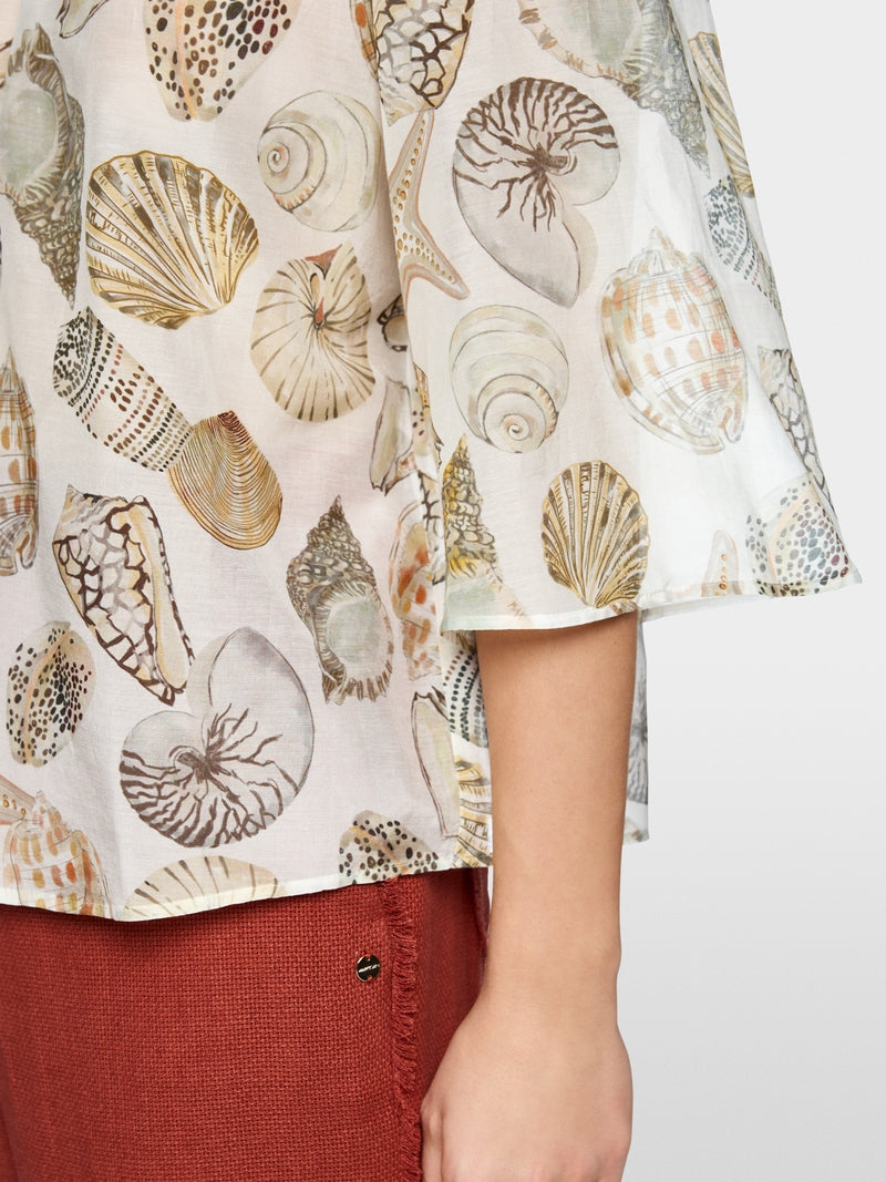 Marc Cain Off-White Delicate Blouse with Shell Print