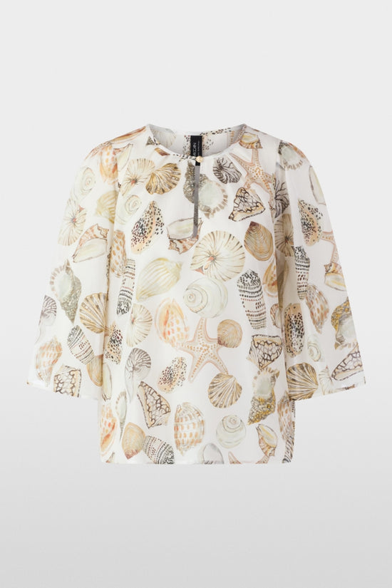Marc Cain Off-White Delicate Blouse with Shell Print