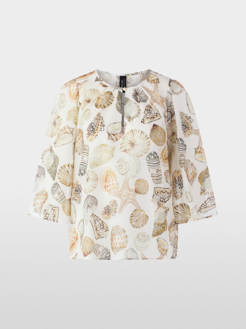 Marc Cain Off-White Delicate Blouse with Shell Print
