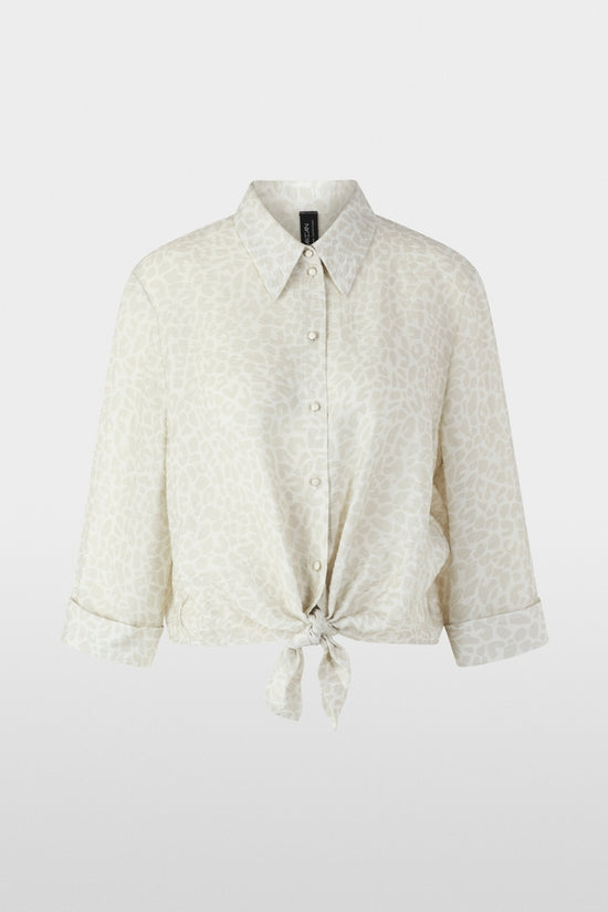 Marc Cain Ecru Leopard Print 3/4 sleeve Blouse with Knot Detail