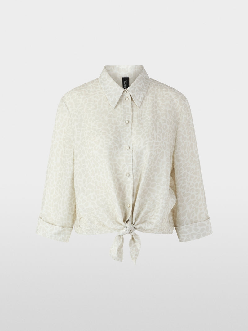 Marc Cain Ecru Leopard Print 3/4 sleeve Blouse with Knot Detail